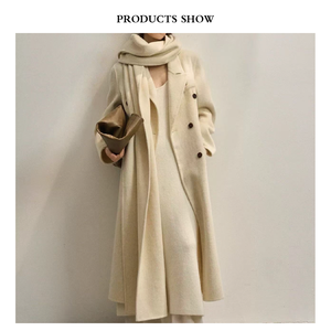 नई सर्दी 100% ऊन डबल ब्रेस्टेड कैजुअल नरम गर्म हाथ से बने लंबे सूट कोट - Product Image 4