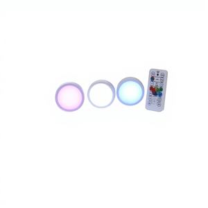 Modern RGB LED Puck <b>Lights</b> Remote Control Battery Operated Dimmable Easy Installation up Shade Wall-Mounted for <b>Cabinet</b> 3pack - Product Image 1