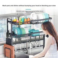 Égouttoir à vaisselle et bac de drainage rétractable en métal pour évier de cuisine, rangement de comptoir multifonctionnel sur pied