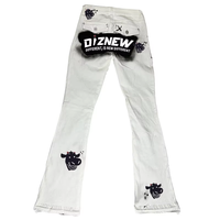 DiZNEW Jeans en denim de haute qualité évasés personnalisés, usés, cirés, lavés à l'acide, ourlet brut, coupe super fine, jeans torche pour hommes