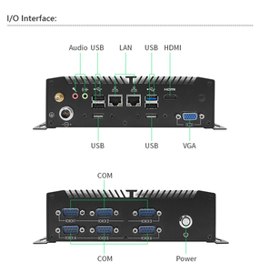 Caja integrada sin ventilador industrial PC J1900/3855/3865 Core I3/i5/i7 Procesador de baja potencia Múltiples puertos USB COM LAN OEM ODM - Product Image 5