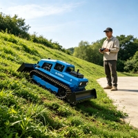 Benzine aangedreven, op afstand bestuurbare, rupsbandenmaaier met een snijbreedte van 550 mm, mini-grasmaaier voor hellingen in boomgaarden