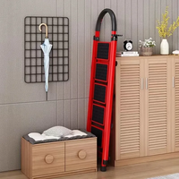 Escabeau rétractable en acier design moderne pour l'intérieur de la maison Tabouret d'escalier 3-6 marches Échelles télescopiques légères et pliantes rouges