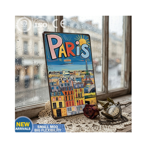 Affiche en métal à bas <span class=keywords><strong>prix</strong></span>, paysage de <span class=keywords><strong>Paris</strong></span>, design tendance, impression UV, cadeau de collection, décoration murale en tôle, artisanat - Product Image 1