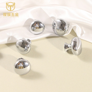 Hao Tong Wu Jin Brass Cabinet <b>Knob</b> Half Dumpling Shape <b>Silver</b> Minimalist Modern Furniture Handle Round Durable Modular - Product Image 4