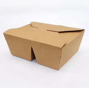 Großhandel Rechteckige Biodegrad Einweg braunes Kraft papier PLA-Beschichtung zum Mitnehmen Lunch Food Boxes