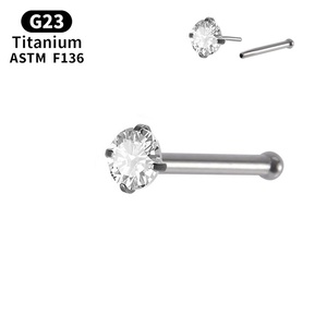 Getta G23 Anneau de nez en alliage de titane Piercing Bijoux Diamant Étoile à cinq branches Design Plug-In Zircon Nez Nail Straight Rod S Rod - Product Image 5