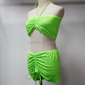 V018 Sprankelende Sexy Bling Crystal Bikini Set Vrouwen Glitter Badmode Strass Badpak