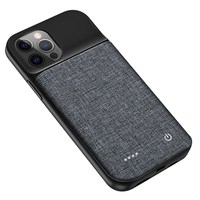 Coque Batterie 6800mAh à Recharge sans Fil en Tissu Oxford pour iPhone 15 14 13 12 11 Pro Max, iPhone X XR XS Max