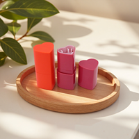 Nouveau Stick Blush Cœur en Tube Vermicelli, Tube de Rouge à Lèvres Rose en Plastique Moulé par Injection, Disponible Immédiatement
