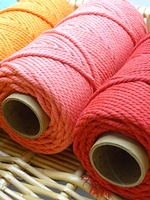 Fil de coton macramé pour bricolage corde tressée à la main 4mm 4 brins kit de matériel de corde tissé à la main coloré pour le tissage de tapisserie de vêtements