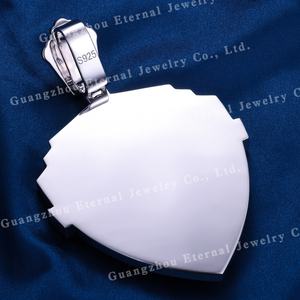 Pendentif en forme de lettre de bouclier en or massif 10k 14k 18k, argent S925, <span class=keywords><strong>moissanite</strong></span> VVS personnalisée, testée au diamant 100% positif, style hip hop - Product Image 3