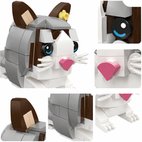Ensemble de blocs de construction Chat Blanc Gris, Jouet de construction STEM, Briques éducatives DIY, Kit modèle d'animal de compagnie, Cadeau pour enfants de 6 ans et plus