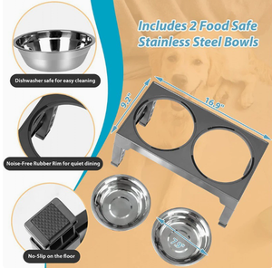 Bols surélevés réglables <span class=keywords><strong>pour</strong></span> chiens, inclinés <span class=keywords><strong>pour</strong></span> protéger le cou, anti-déversement, <span class=keywords><strong>pour</strong></span> aliments et eau, <span class=keywords><strong>pour</strong></span> grands et moyens chiens et chats - Product Image 6