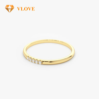 VLOVE定制饰品新设计铺路5石钻石指环14k女金戒指