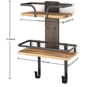 <b>Wall</b> <b>Mounted</b> <b>Storage</b> Rack Rectangle Black 1 Layer <b>Shoe</b> Organizer Mail Key Holder Entryway Doorway Mounting - Product Image 2