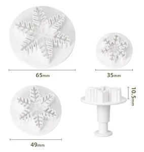 3pcs/Set Snowflake Plunger Mold Cake Decorating Tool Biscuit Cookie Cutters Cupcake Mould Fondant Cutting Pastry Cutter