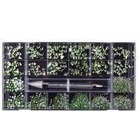 Nouvel ensemble de strass en verre luxueux à 21 compartiments, cristaux brillants à dos plat pour la décoration des ongles, kit de manucure