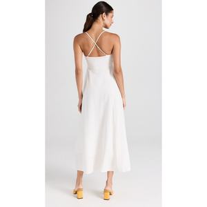 Venta al por mayor, novedad: Vestido midi blanco de tirantes para mujer, estilo holgado y elegante. - Product Image 5