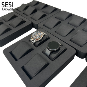 Tùy chỉnh hàng đầu đồng hồ hiển thị đứng màu đen chải đồng hồ hiển thị khay cửa sổ đạo cụ microfibra đồng hồ hiển thị đặt Showcase - Product Image 4