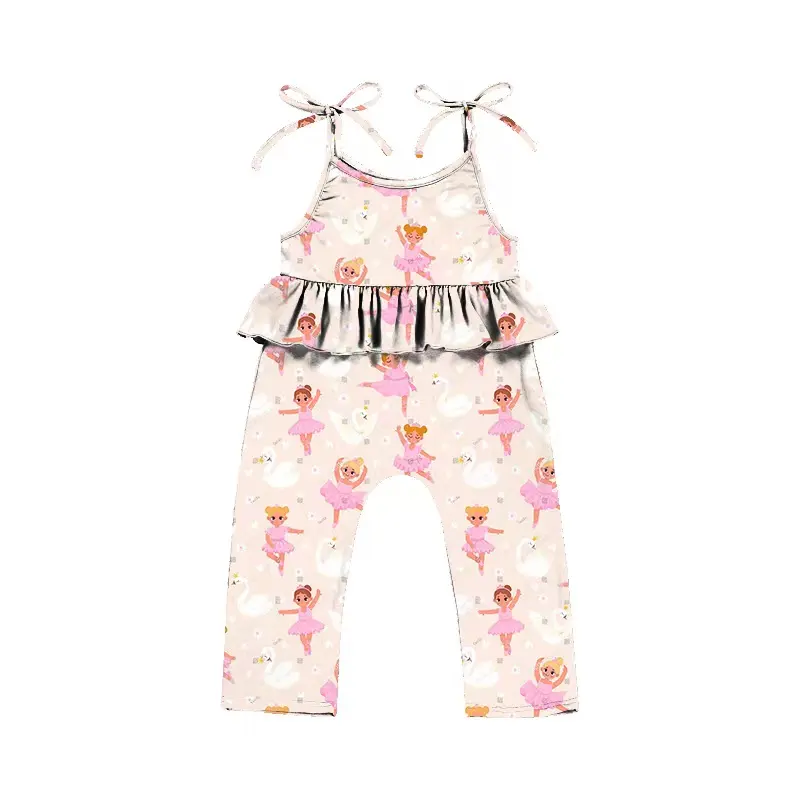 Fabrik benutzer definierte Kinder kleidung drucken Baumwolle Kleinkind Mädchen Overalls Sommer cool ärmellosen Overall