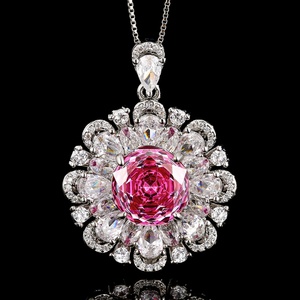 Factory Wholesale Eco-friendly Copper 12-10MM Cubic Zirconia <b>Bridal</b> Floral Pendant Earrings Set Jewelry Sets for Women - Product Image 4