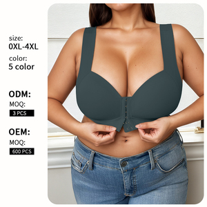 Reggiseno da Donna <span class=keywords><strong>Taglie</strong></span> Forti Regolabile, Traspirante, Copertura Totale, Nasconde il Grasso della Schiena, Senza Ferretto, Push-up, Senza Cuciture, Chiusura Frontale - Product Image 1