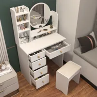 Meuble de chambre à coucher, coiffeuse blanche, ensemble de coiffeuse avec miroir pour le maquillage
