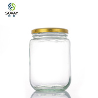 Vente chaude, pot de conservation en verre rond droit de 30 ml à 1000 ml, vide, hermétique, pour cornichons, aliments, confitures, avec couvercle en fer blanc