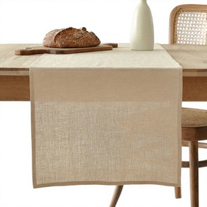 Chemin de table réutilisable en lin écologique pour la maison et les fêtes de mariage – Tailles personnalisables, faible MOQ disponible - Product Image 1