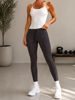 Leggings de yoga taille haute effet push-up avec poches cargo arrière, taille à cordon de serrage, pantalon de sport réfléchissant pour la course et la gym avec fermeture éclair
