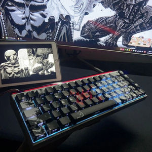 Juego de <span class=keywords><strong>98</strong></span> Teclas <span class=keywords><strong>Berserk</strong></span>, Teclas de Anime, PBT Cherry con Grabado Lateral, Teclas Personalizadas DIY para Teclado Mecánico 60/65/68/75/87 - Product Image 5