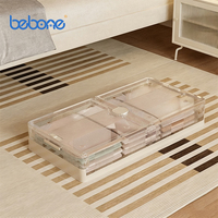 Boîtes de rangement en plastique empilables et pliables avec couvercles, conteneurs de rangement sous le lit avec roulettes pour l'organisation de la chambre