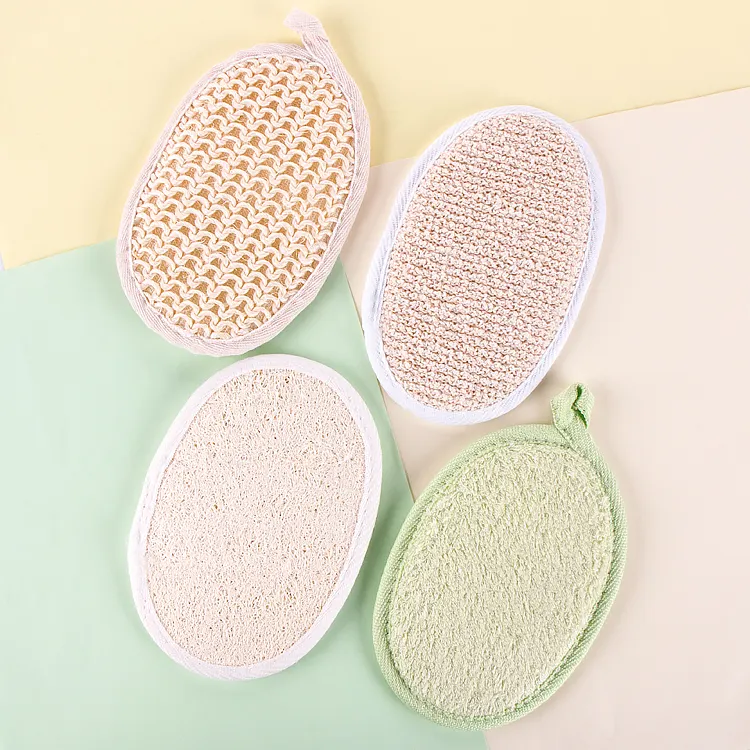 Stock Ready to Ship Loofah Pads Free Sample Eco Friendly Natural Oval Body Cleaning Exfoliating Sisal Shower Loofah Bath Sponge