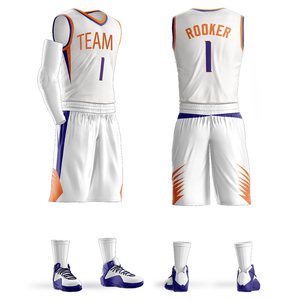 Fournisseur en gros de vêtements de basket-ball personnalisés avec logo, ensemble de maillots de basket-ball pour hommes, tissu 100% polyester # 1 Bookeres # 4 Oladipoes - Product Image 5
