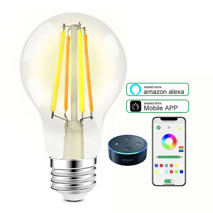 WiFi Smart Retro Light Bulb E27 Smart LED Filament Light Buld 7.5W 220V White Warm Light Dimming Work With Alexa Google EWeLink
