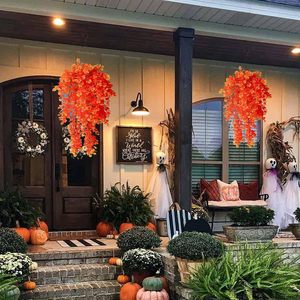 Meiheng Artificial Eucalyptus Vines Sunset Red 45 <b>Grid</b> Hanging <b>Wall</b> Decor Outdoor Indoor Plant Decoration - Product Image 3