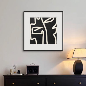 Art mural décoratif minimaliste italien pour salon, art géométrique abstrait <span class=keywords><strong>carré</strong></span>, art mural pour entrée, niche, noir et blanc, Wabi-Sabi - Product Image 4