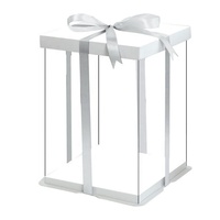 Boîte à gâteau carrée transparente en PET de qualité alimentaire, jetable, recyclable, personnalisée pour mariage et anniversaire
