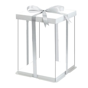 Custom Disposable Wedding Birthday White Round Package Transparent Cake <b>Box</b> - Product Image 5