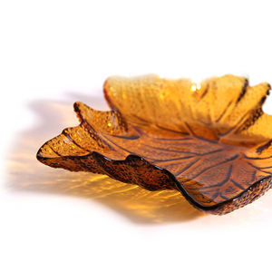 طبق بيع بالجملة من الشركة المصنعة للمطبخ أدوات طاولة غير منتظمة تصميم أوراق شجر طبق سلطة إبداعي طبق زجاجي للطعام - Product Image 3