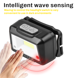 Lampe frontale <span class=keywords><strong>LED</strong></span> COB à détecteur de mouvement, lumière blanche/rouge, étanche IP55, 3 modes, <span class=keywords><strong>bandeau</strong></span> réglable, batterie rechargeable 1000 mAh, fixation - Product Image 4