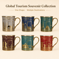 Mug à café en céramique plaqué or avec poignée dorée, souvenir des Émirats arabes unis, Dubaï, tendance rétro, cadeau haut de gamme, tasses en céramique personnalisées, OEM, vente en gros