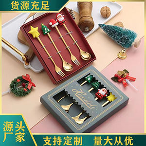 هدية عيد الميلاد 4 ،/6 ، أواني طعام مخصصة قابلة لإعادة الاستخدام من الفولاذ المقاوم للصدأ باللون الذهبي والفضي للحفلات - Product Image 3