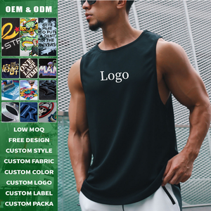 เสื้อกล้ามคอกลมทรงปกติ ผ้าสแปนเด็กซ์/คอตตอน ระบายอากาศได้ดี แห้งเร็ว ทรงเข้ารูป ชายเสื้อโค้ง พิมพ์ลายโลโก้ ขายส่ง - Product Image 2