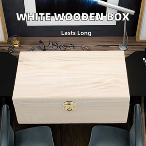 New Arrival Eco-Friendly Durable White <b>Wooden</b> <b>Storage</b> <b>Box</b> Large Space Clamshell Rectangle Container Customizable Poker Cards - Product Image 2