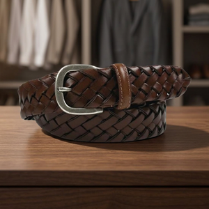 Men's Vintage Formal Cow Hide Steel Pin Square Rhinestone Eco-Friendly Waterproof Heavy Duty 3.8cm Width 138cm Length Belt Made - Product Image 1