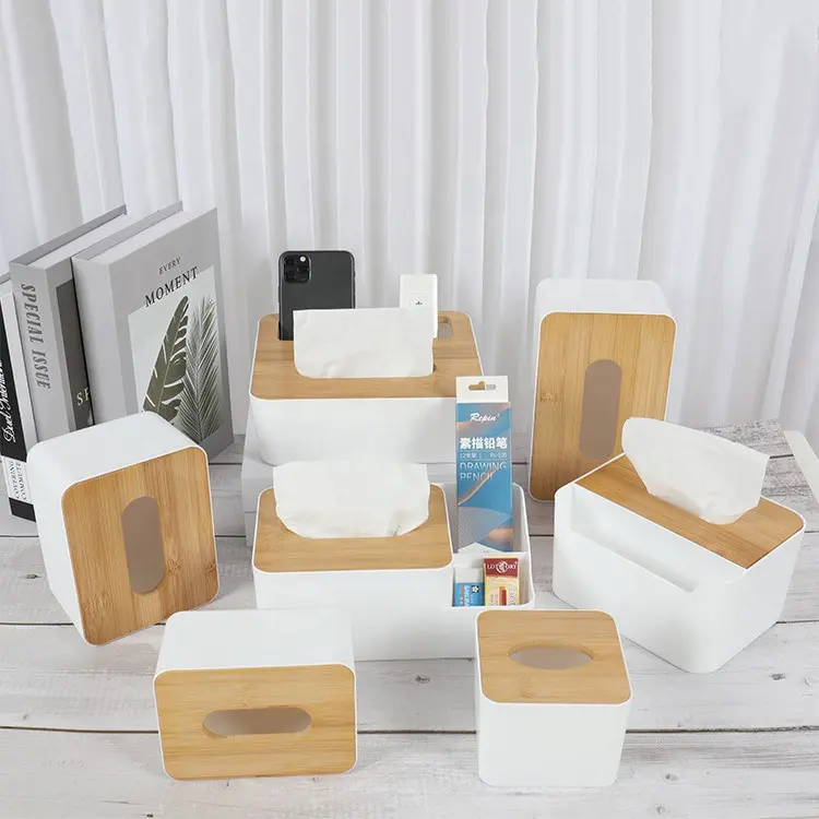 Bulking Wood Tissue Box Cover for Disposable Paper Facial Tissues Wooden Rectangular Tissue Box Holder for Storage