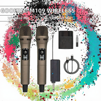 Microphone de karaoké portable sans fil 2,4 G à double canal, rechargeable, avec micro dynamique
