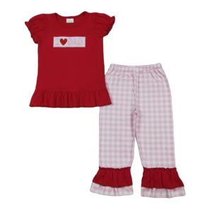 GSPO2072 RTS Petite fille j'aime papa imprimé tenues d'automne enfants gros fille Manches courtes enfant Fête des pères ensemble de vêtements - Product Image 1